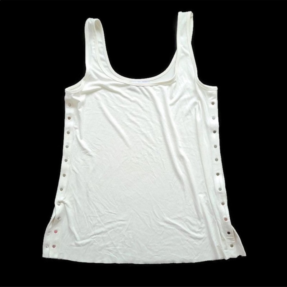 Bailey 44 Ivory Side Snap Tank Top M Scoop Neck Lightweight Sleeveless Flowy